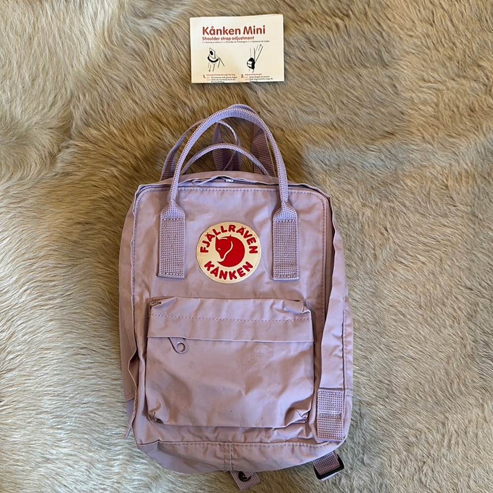 Fjallraven Kanken Mini backpack in lavender.